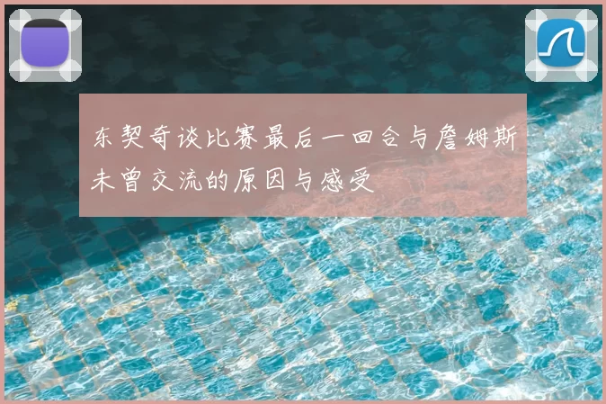 东契奇谈比赛最后一回合与詹姆斯未曾交流的原因与感受